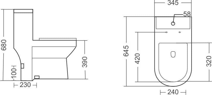 Aqutop 2007(R) One Piece Closet 225MM