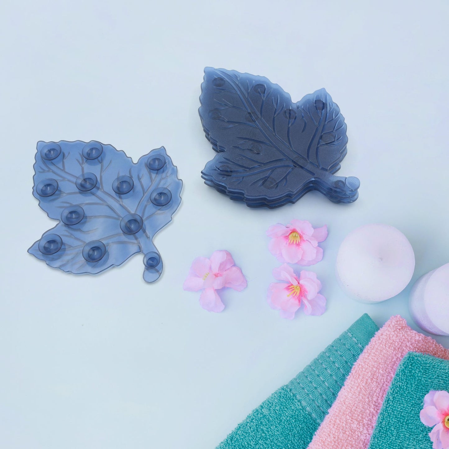 Mat, Mini Pvc Anti-Slip Bat Mat Non Slip Baby Bath Mats, Mini Child Safety Anti Slip Shower Mats Leaf Shaped for Kids (4 pc Set)