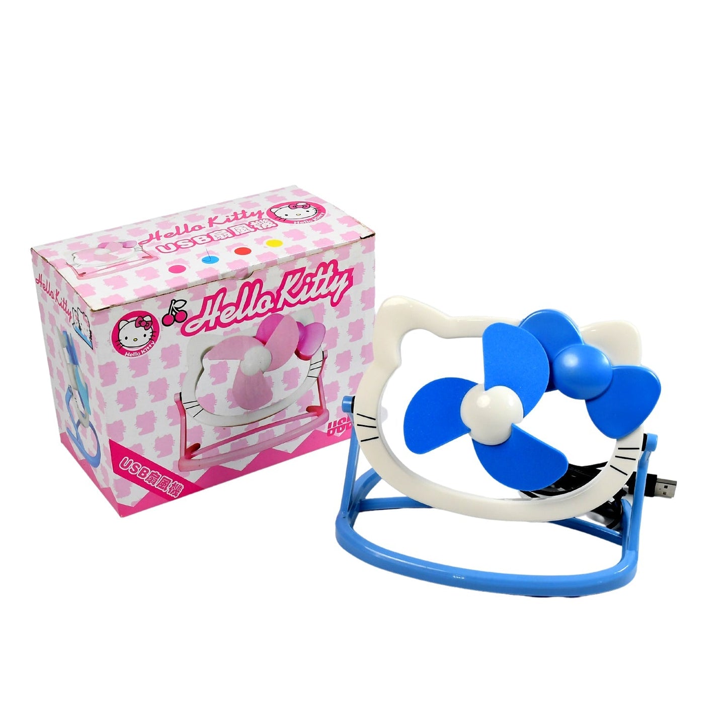 Hello Kitty Cute Mini USB Desktop Fan – Bright Color, Personal Desk Fan (Battery Not Included)