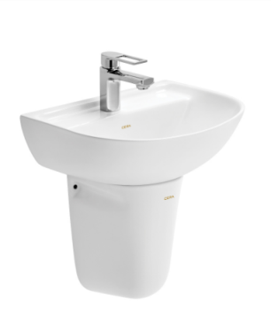S2040139 Chime Wall Hung Wash Basin Half Pedestal Snow White Cera