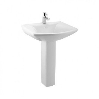 S2040122 Canton Wall Hung Wash Basin With Full Pedestal SN White Cera