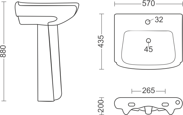 Aqutop Sophia Wash Basin With Pedestal