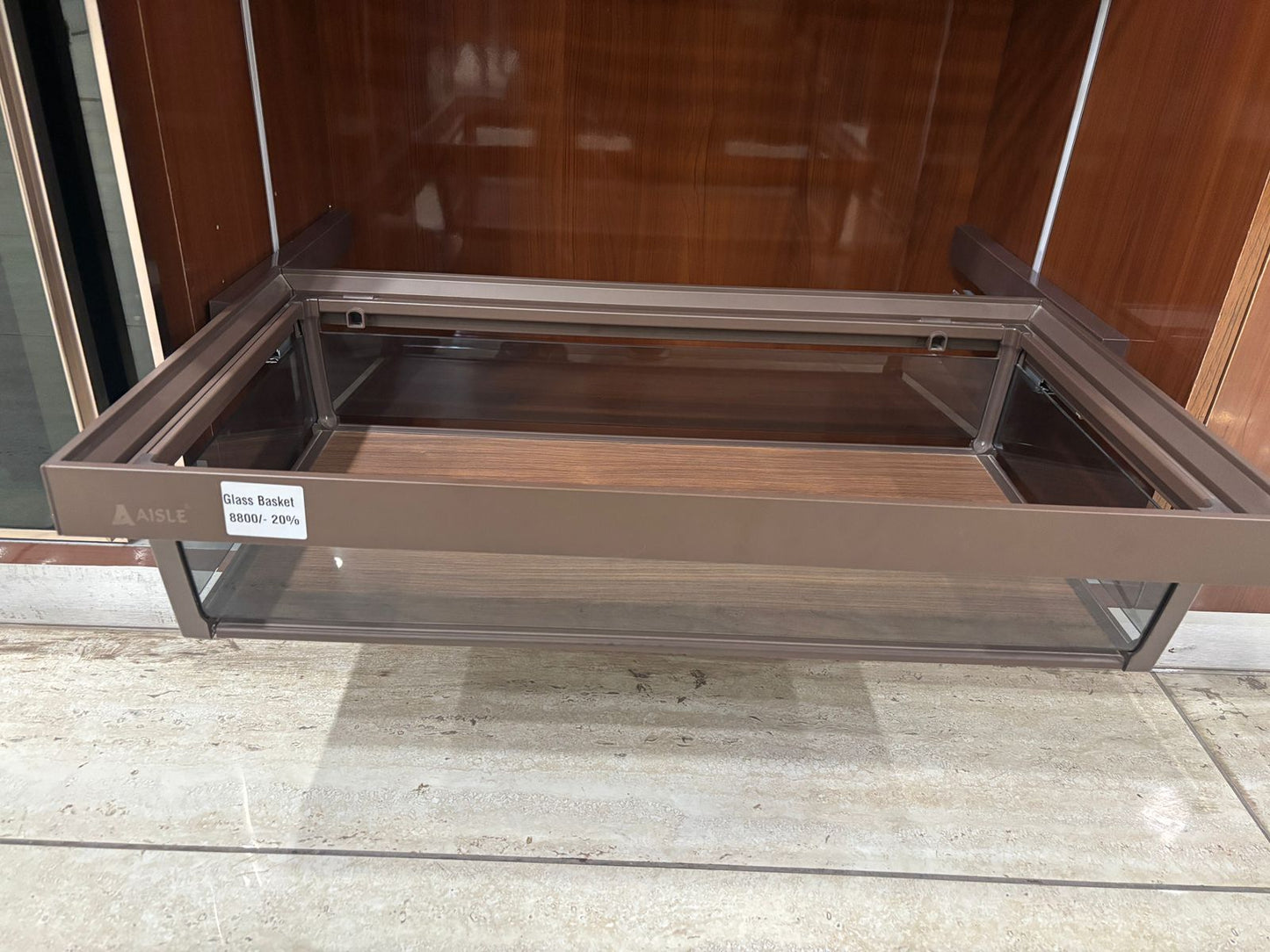 Cupboard Glass Basket- 600MM Aisle